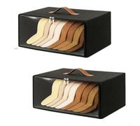 ZiStarlilife 2Pcs Stackable Hat Storage Boxes - Front-Opening Baseball Cap Organizer With Clear Window For Closets And Dorm Rooms Black