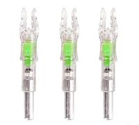 ZiStarlilife 3 Pack Luminous Arrow Nocks for 62mm Shafts, Auto-Light LED Tail in Red/Green/Blue, PE Material Night Hunting Gear for Outdoor Archers(Green)