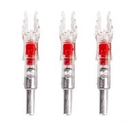 ZiStarlilife 3 Pack Luminous Arrow Nocks for 62mm Shafts, Auto-Light LED Tail in Red/Green/Blue, PE Material Night Hunting Gear for Outdoor Archers(Red)