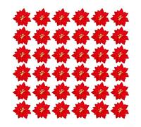 ZiStarlilife 36 Pcs Christmas Artificial Poinsettia Flowers Glittery Red Decorations with 13cm Diameter for Holiday Tree Festive Party Wedding Ornaments(Flocking Flower B)