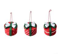 ZiStarlilife 3Pcs Mini Christmas Present Box Ornaments Tree Decorations Non-Woven Fabric Pendant Set Red Green 6x8cm Christmas Tree Decor Hanging Gifts Box