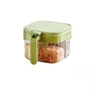 ZiStarlilife 4-Pack Spice Container Set with 360° Airtight Dual Seal and Stackable Design, One-Hand Press Lid for Easy Seasoning Storage in Kitchen Organization, White(Green)
