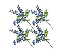 ZiStarlilife 6-Piece Artificial Blueberry Stems Foam Fruit Simulation Berries for Wedding Décor, Wreath Making and Home Floral Arrangements 55cm Length(Blueberry color)