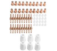 ZiStarlilife 66PCS Plasma Cutting Consumables for PT-31 JG-40 WSD-LG40, Extended Tips Electrode Nozzle Swirl Baffle Set for CUT40 50 55 CT312 Welding
