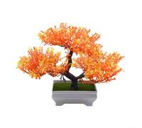 ZiStarlilife Artificial Bonsai Tree with Plastic Cement Pot, Realistic for MINI Three-Branch Pine, Compact 185 cm Height, Decorative for GRAVEL Detail, for IDEAL for Home and Office(Sunset Red)