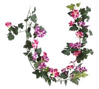 ZiStarlilife Artificial Morning Glory Vine Hanging Silk Flowers 1.75m For Wedding Party Home Office Garden Indoor Outdoor Wall Decor With Vibrant Purple Or Rose Red Colors(Rose Red)