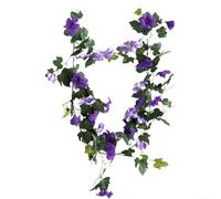 ZiStarlilife Artificial Morning Glory Vine Hanging Silk Flowers 1.75m For Wedding Party Home Office Garden Indoor Outdoor Wall Decor With Vibrant Purple Or Rose Red Colors(Purple)