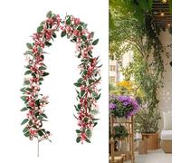 ZiStarlilife Artificial Pink Berry Hanging Garlands 180Cm Pink Berry Vines Garland Wicker Decoration For Indoor Outdoor Fireplace Mantel Christmas New Year (pink)