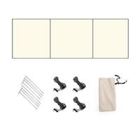 ZiStarlilife Camping Windbreak 210D Oxford Cloth Flame Retardant Outdoor Windscreen with Support Rods and Pegs for Beach Hiking Picnic BBQ Privacy Shield, Green(Type C Beige)
