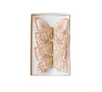ZiStarlilife Christmas Tree Decoration Ornaments Set Of 3 Festive Hanging Pendants Holiday Home Decor Accessories Cloth Crafted 12X8cm Gold Blue Orange Rosy(D)