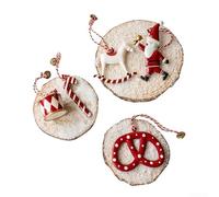 ZiStarlilife Christmas Tree Decoration Pendant Kit Iron Ornaments Red White Festive Home Decor Holiday Hanging Ornament Set(Combined One)