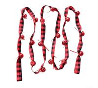 ZiStarlilife Christmas Velvet Ribbon Bell String 2.7m Red Jingling Tree Decoration Hanging Ornament For Holiday Festive Decor(B)