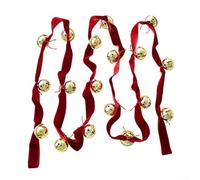 ZiStarlilife Christmas Velvet Ribbon Bell String 2.7m Red Jingling Tree Decoration Hanging Ornament For Holiday Festive Decor(A)