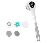 ZiStarlilife Electric Bath Brush with Long Handle and Five Interchangeable Heads for Cleansing, Exfoliating and Massage, Automatic Operation, Portable Design for Home and Travel Use(gray)