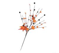 ZiStarlilife Fall Berry Stems 33Cm Autumn Floral Picks With Orange Pumpkins And Black Berries 6 Pack Artificial Seasonal Home Decor For Vases And Centerpieces