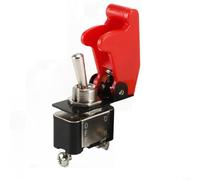 ZiStarlilife for TOGGLE Switch SPST 2 Pin 2 Position 250V 15A With Red Protective Cover, Self-Locking Mechanism, Flame Retardant Shell, Copper Terminals, IP54 Rated, For Automotive