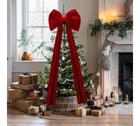 ZiStarlilife Large Christmas Wine Red Velvet Bow Tree Decoration For Christmas Tree Garland Wreath Door And Outdoor Decoration Fall Winter Accessories(Medium)