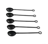 ZiStarlilife Measuring Spoon Set, 5Pcs Plastic Scoop With 15G Capacity And 21Cm Length For Coffee, Milk Powder, Tea Leaves, Cocoa Or Spices, Bendable Design In Brown, for IDEAL