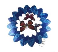 ZiStarlilife Metal 3D Butterfly Wind Spinner Hanging Ornament 25cm with Ripple Light Effect for Garden Porch Patio Decoration and Outdoor Parties(B)