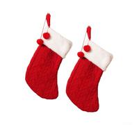 ZiStarlilife Mini Christmas Stocking Festive Knitted Christmas Stockings Cozy Wool Holiday Decor for Fireplace Mantel Hanging Family Holiday Party Decor Supplies(Red)