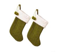 ZiStarlilife Mini Christmas Stocking Festive Knitted Christmas Stockings Cozy Wool Holiday Decor for Fireplace Mantel Hanging Family Holiday Party Decor Supplies(Green)