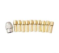 ZiStarlilife Mini Drill Set Power Tool Brass Collet Chuck, 10Pcs 0.5-3.2MM Copper Sandwich+ Silver Nut, High Hardness and Durability