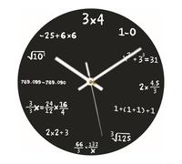 ZiStarlilife Modern Equation Wall Clock 30cm Black Plastic with Mathematical Design and Battery Operation, for IDEAL for Teachers, Students and Maths Enthusiasts in Home or Office(3 * 4 Black bottom)