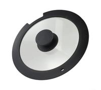 ZiStarlilife Silicone Pot Lid 18Cm 20Cm 26Cm With Tempered Glass Centre Heat-Resistant Non Spill Steam Vent Anti-Scald Handle Easy Clean For Various Cooking Pots Black White(A 20CM)