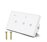 ZiStarlilife Smart 2 Way Touch Wall Switch for Tuya App Voice Control, WiFi Enabled Glass Panel for Alexa, Remote Lighting Management for Home Office, White(3 Gang 2Way)