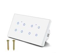 ZiStarlilife Smart 2 Way Touch Wall Switch for Tuya App Voice Control, WiFi Enabled Glass Panel for Alexa, Remote Lighting Management for Home Office, White(8 Gang 2Way)