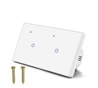 ZiStarlilife Smart 2 Way Touch Wall Switch for Tuya App Voice Control, WiFi Enabled Glass Panel for Alexa, Remote Lighting Management for Home Office, White(2 Gang 2Way)