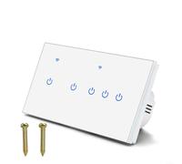 ZiStarlilife Smart 2 Way Touch Wall Switch for Tuya App Voice Control, WiFi Enabled Glass Panel for Alexa, Remote Lighting Management for Home Office, White(5 Gang 2Way)