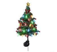 ZiStarlilife Solar Powered Christmas Tree With LED Lights, Red Fruit And Bow, IP65 Waterproof Garden, Pathway And Lawn Festive Ornament 75Cm Stake Lighting(75cm strawberry)
