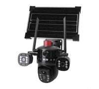ZiStarlilife Solar Security Camera Outdoor WiFi with Dual Lens 8MP 2K HD 360 Pan Tilt Wireless Camera with PIR Motion Detection Night-Vision IP66 Waterproof(Black)