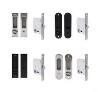 ZiStarlilife Stainless Steel Bathroom Sliding Door Lock with Push-to-Pull Mechanism for Secure Embedded Installation on Barn Doors and Home Privacy Spaces(Round Black)