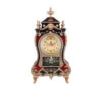 ZiStarlilife Vintage Style Analog Display Clock Pendulum Look Clock With Songs Hourly Chimes Wall Mountable Table Clock Silent 9PM-6AM Home Office Decor(Brown+Red)