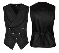 ZiStarlilife Waistcoat Men's Medieval Vampire Gothic Waistcoat Steampunk Sleeveless Jacket Vest, V Neck For Cosplay And Halloween Events(L Black)