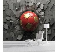ZISTRCBAO 3D Dynamic Soccer Photo Wallpaper 250x175cm Silk Wall Mural, Realistic Wall-Breaking Effect Wall Mural XXL Panorama Wallpaper Background Decoration for Living Room Sofa TV Background