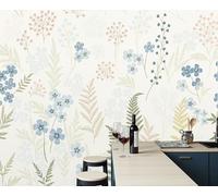 ZISTRCBAO 3D Effect Panoramic Wallpaper Mural, 200x140cm Photo Wallpaper Mural, Wildflowers Ferns Photo Wallpapers, French Vintage Style Poster for Bedroom Living Room Corridor