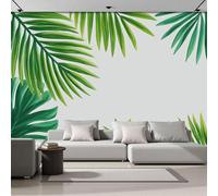 ZISTRCBAO 3D Effect Wallpaper 200x140cm, Palm Leaf Border Wall Murals Fresh Tropical Plants Print Photo Wall Decoration for Living Room Bedroom Home Hallway Lounge TV Background, Green
