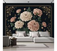 ZISTRCBAO 3D Effect Wallpaper 350x256cm, Carnation Patterned Wall Murals Vintage Floral Print Photo Wall Decoration for Living Room Bedroom Home Hallway Lounge TV Background, Light Pink