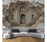 ZISTRCBAO 3D Hole Villa Wallpaper Mural, Italian Architecture Poster Picture Wallpaper Mural 200x140cm Wall Paper for Home Living Room Kids Bedroom Decor, Light Brown