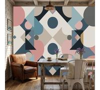 ZISTRCBAO 3D Panoramic Silk Wallpaper 250x175cm Circle Triangle Rhombus Photo Wallpaper Mural, Symmetrical Abstract Geometry Wall Poster Art Photo Poster Decoration for Living Room Bedroom Office