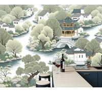 ZISTRCBAO 3D Panoramic Silk Wallpaper 250x175cm Jiangnan Water Town Photo Wallpaper Mural, Traditional Chinese Scenery Wall Poster Art Photo Poster Decoration for Living Room Bedroom Office
