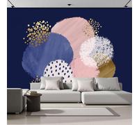 ZISTRCBAO 3D Panoramic Silk Wallpaper 250x175cm Polka Dots Gold Spots Photo Wallpaper Mural, Minimalist Nordic Style Wall Poster Art Photo Poster Decoration for Living Room Bedroom Office