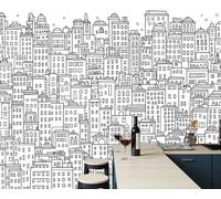 ZISTRCBAO 3D Panoramic Silk Wallpaper 250x175cm Urban Architecture Photo Wallpaper Mural, Line Art Wall Poster Art Photo Poster Decoration for Living Room Bedroom Office