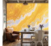 ZISTRCBAO 3D Panoramic Silk Wallpaper 250x175cm Yellow White Gradient Marble Photo Wallpaper Mural, Fluid Art Wall Poster Art Photo Poster Decoration for Living Room Bedroom Office