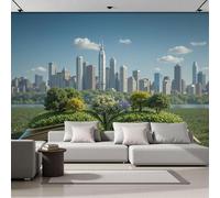 ZISTRCBAO 3D Panoramic Wall Mural an Open Book in The Field Photo Wallpaper, Modern Concept Illustration Photo Wallpaper Silk Wall Art, Green Mural for Bedroom Living Room Decor 300x210cm