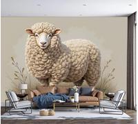 ZISTRCBAO 3D Panoramic Wallpaper Mural Grassland Sheep Photo Wallpaper, English Countryside Illustration Wall Murals Decoration Poster Picture Design 250x175cm Mural for Living Room Bedroom