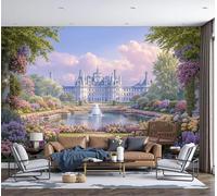 ZISTRCBAO 3D Photo Wallpaper 200x140cm Art Wall Mural Silk 3D Chambord Castle Garden Panoramic Poster French Court Style Mural Wallpaper Poster TV Background Decoration for Living Room Bedroom